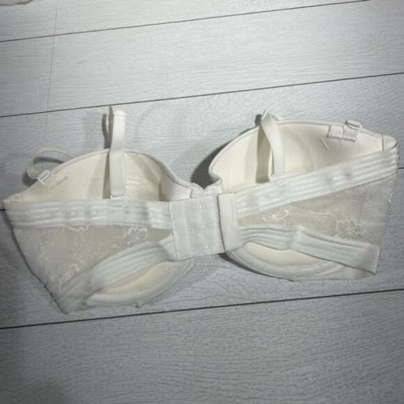Maidenform White Demi Cup Bra  Lightly Padded, Lace Back, Comfortable Size 36DD - Picture 6 of 6